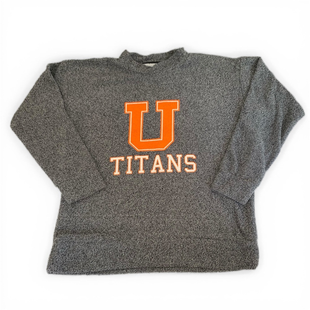 Woolly Threads Titans Sweatshirt Medium Grey Boucle Knit Collegiate Pullover USA